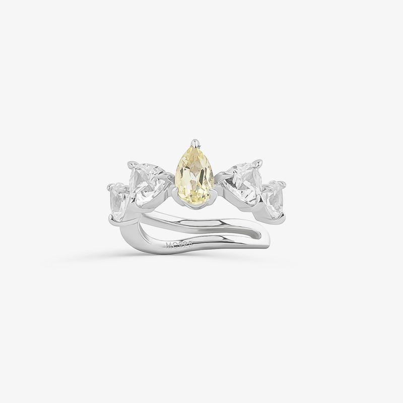 Piercing com Quartzo Lemon e Safira em Prata 925