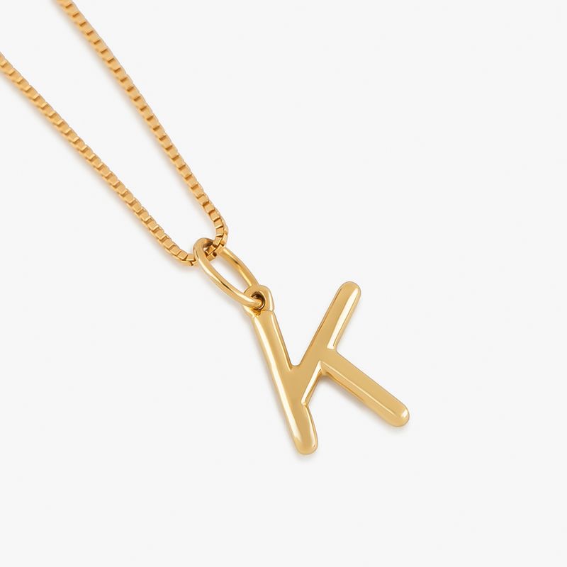 Pingente Letra K Alfabeto em Ouro Amarelo 18k