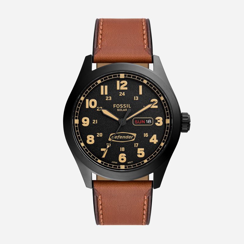 Relógio Fossil Masculino Defender Solar em com Pulseira de Couro Marrom FS5978/0PN