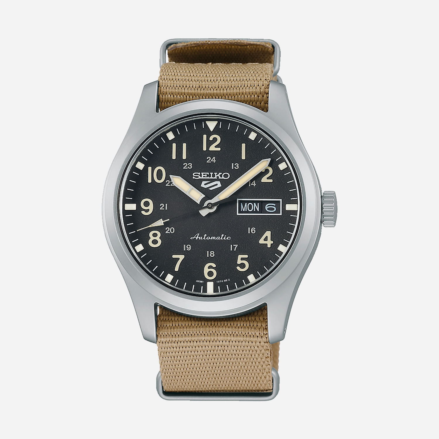 Relógio Seiko 5 Sports Field Series Masculino em Nylon Bege SRPG35B1