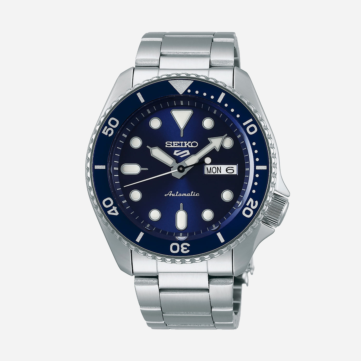 Relógio Seiko New 5 Sports Automático Masculino em Aço Prateado SRPD51B1