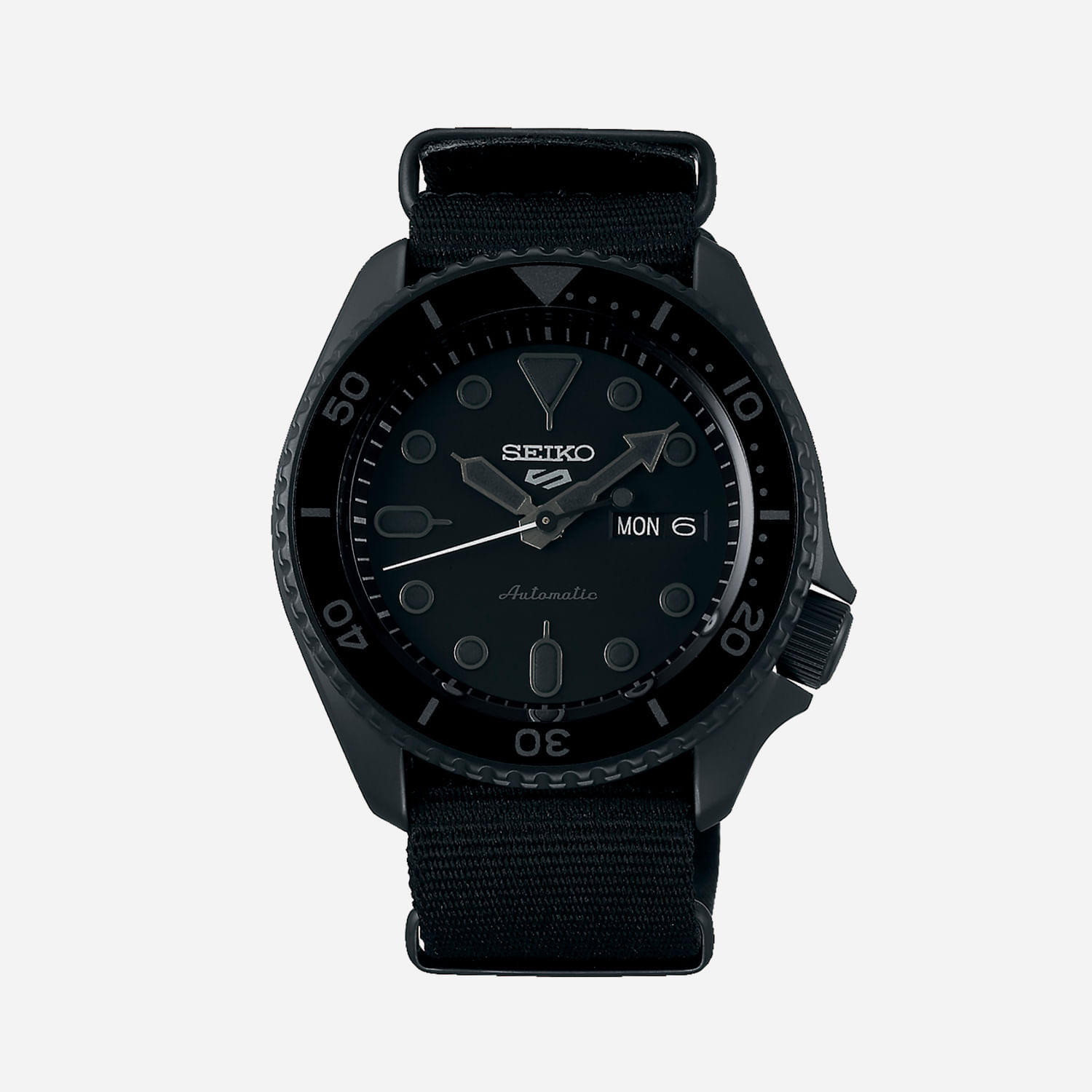 Relógio Seiko New 5 Sports Automático Masculino em Tecido Preto SRPD79B1