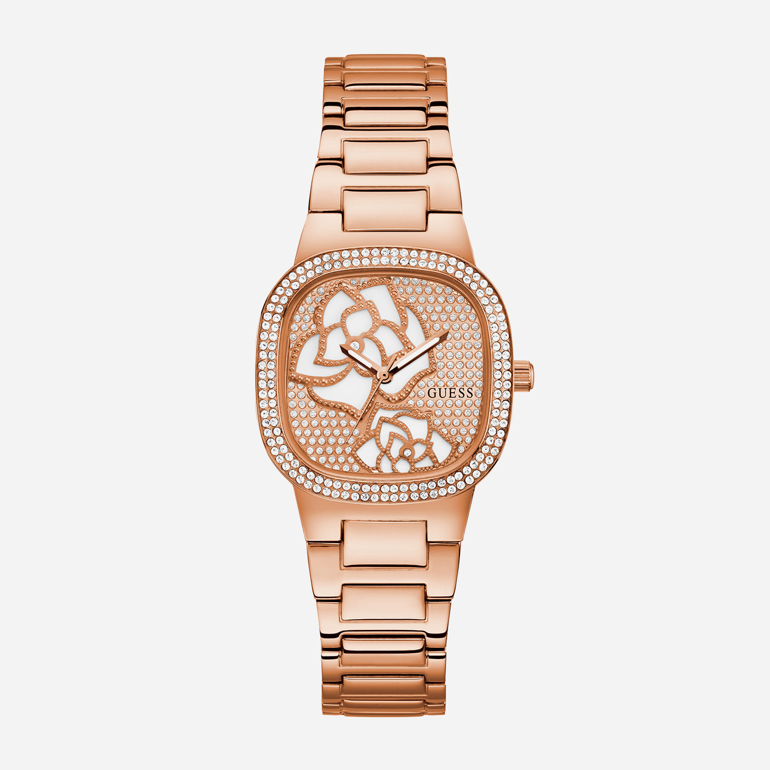 Relógio Guess Feminino em Aço Rosé com Cristais e Flores GW0544L4