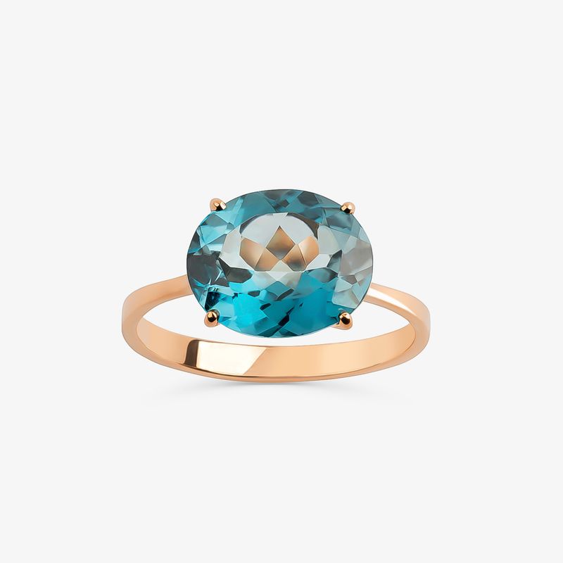 Maxi Anel com Topázio London em Ouro Rosé 18K