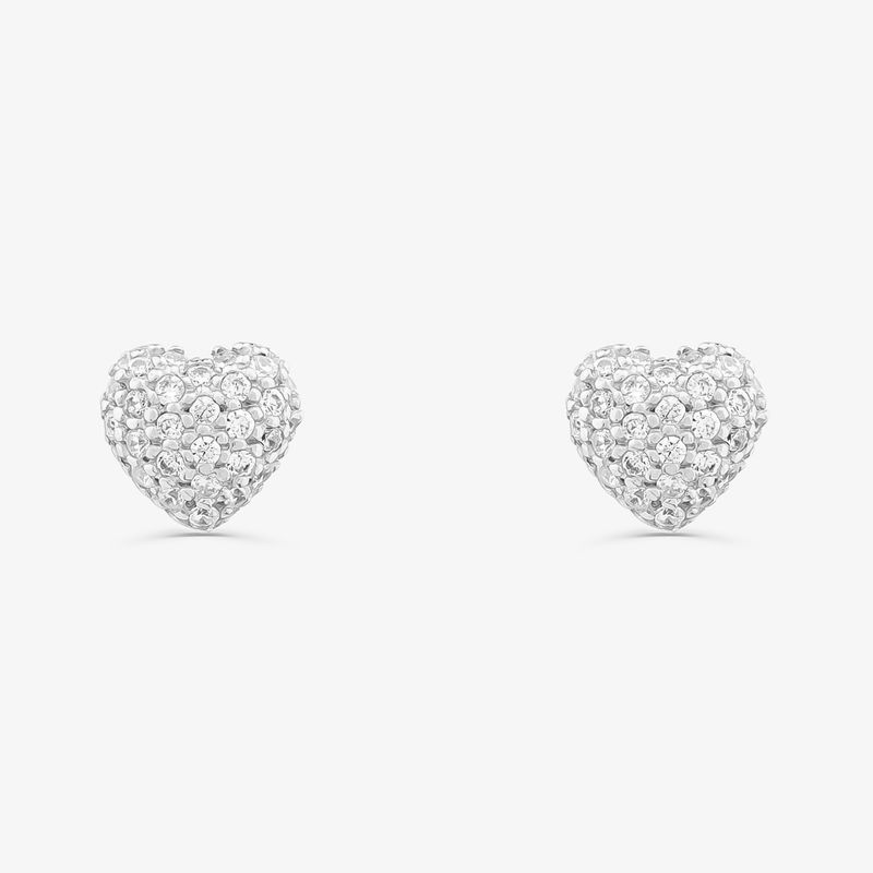 Brinco Coração Cravejado em Prata 925
