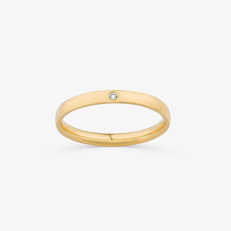 Aliança Anatômica com Diamante em Ouro Amarelo 18k – 2,5 mm