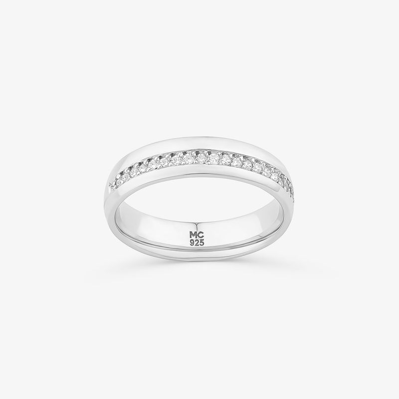 Aliança Anatômica com Zircônias em Prata 925 – 5,02 mm