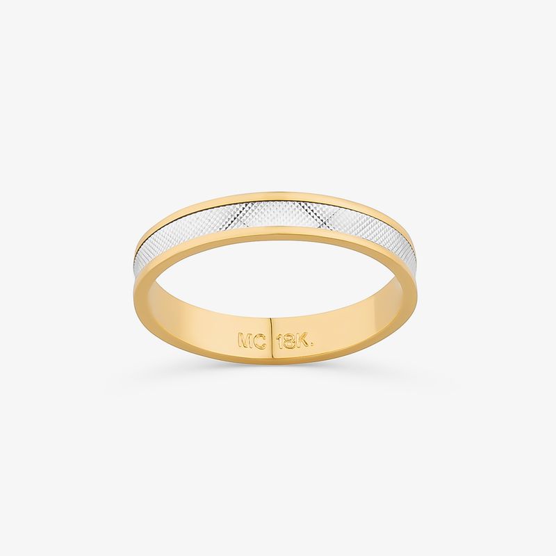 Aliança Texturizada em Ouro Branco e Ouro Amarelo 18k – 3,35 mm