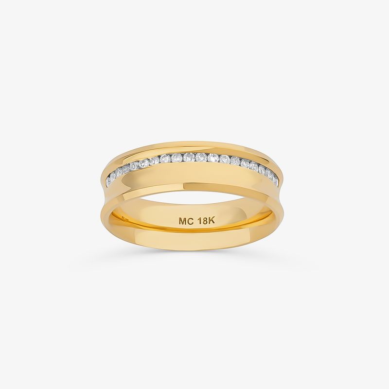 Aliança Anatômica com 20 Pontos de Diamantes em Ouro Amarelo 18k – 6 mm