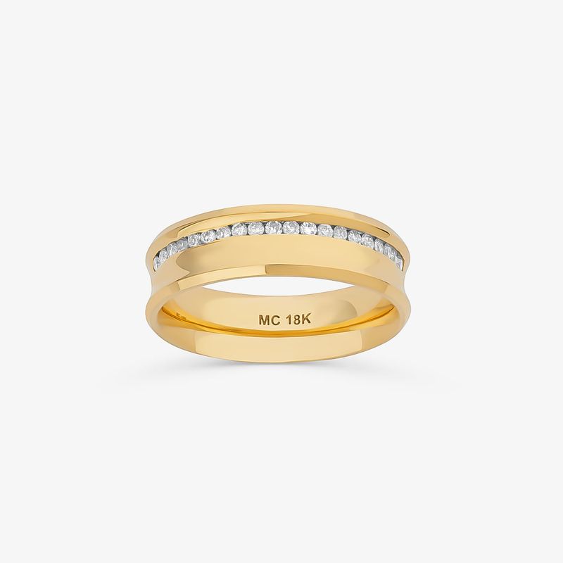 Aliança Anatômica com 20 Pontos de Diamantes em Ouro Amarelo 18k – 6 mm