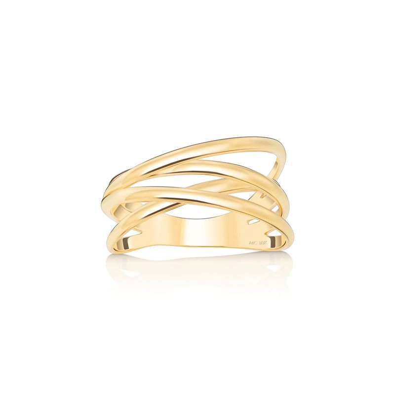 Anel Cruzado Triplo em Ouro Amarelo 18k