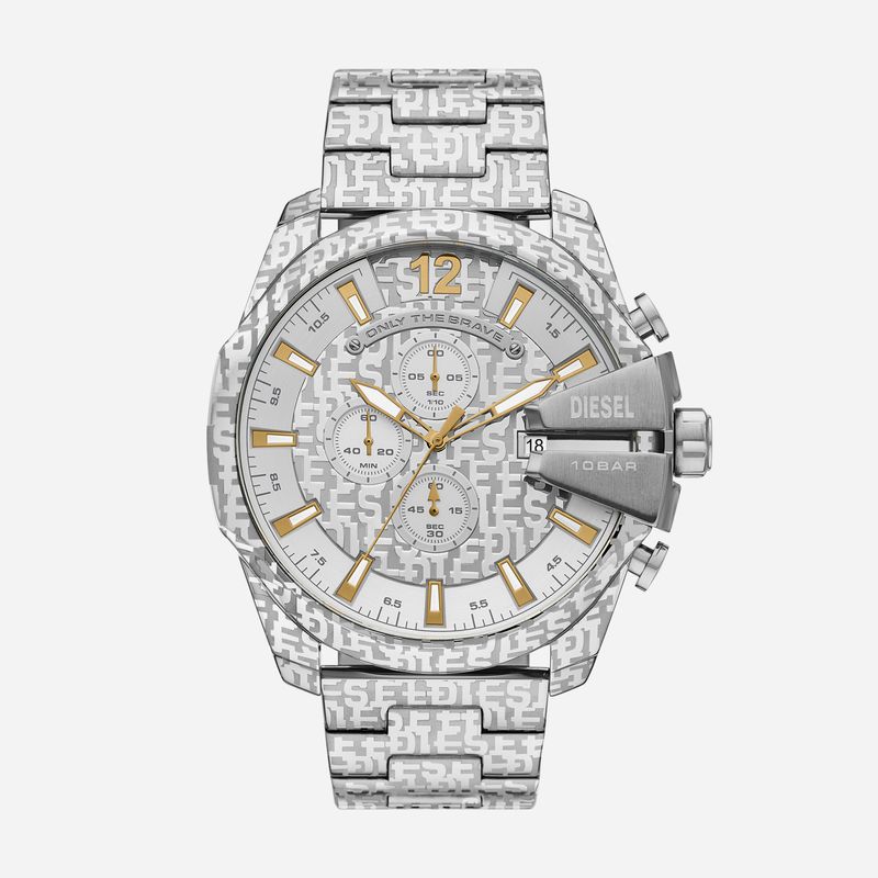 Relógio Diesel Masculino Mega Chief em Aço Prateado DZ4636B1