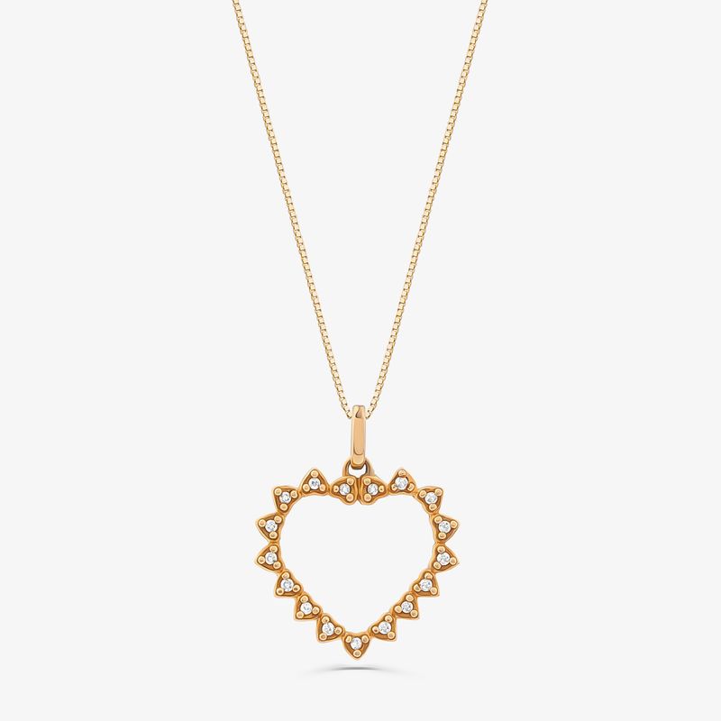 Pingente de Coração com Diamantes em Ouro Rosé 18k
