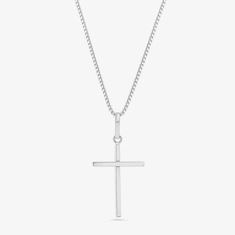 Pingente Cruz em Ouro Branco 18k