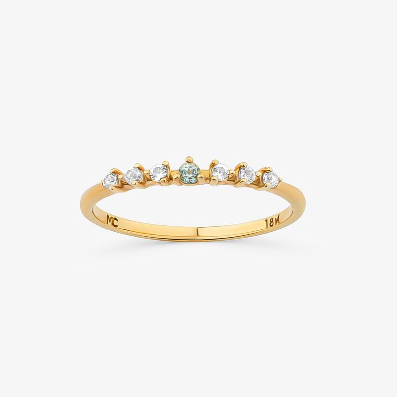 Anel Aparador com Topázio Sky e Topázio Incolor em Ouro Amarelo 18K