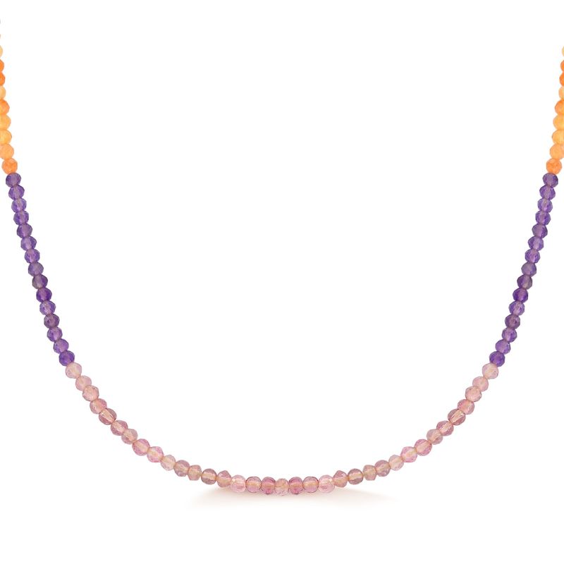 Colar em Pedra Naturais Coloridas Rainbow com Fecho em Ouro Amarelo 18k – 45 cm