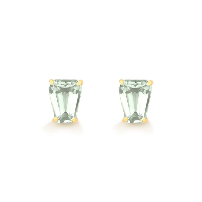 Brinco com Prasiolita , em Ouro Amarelo 18k