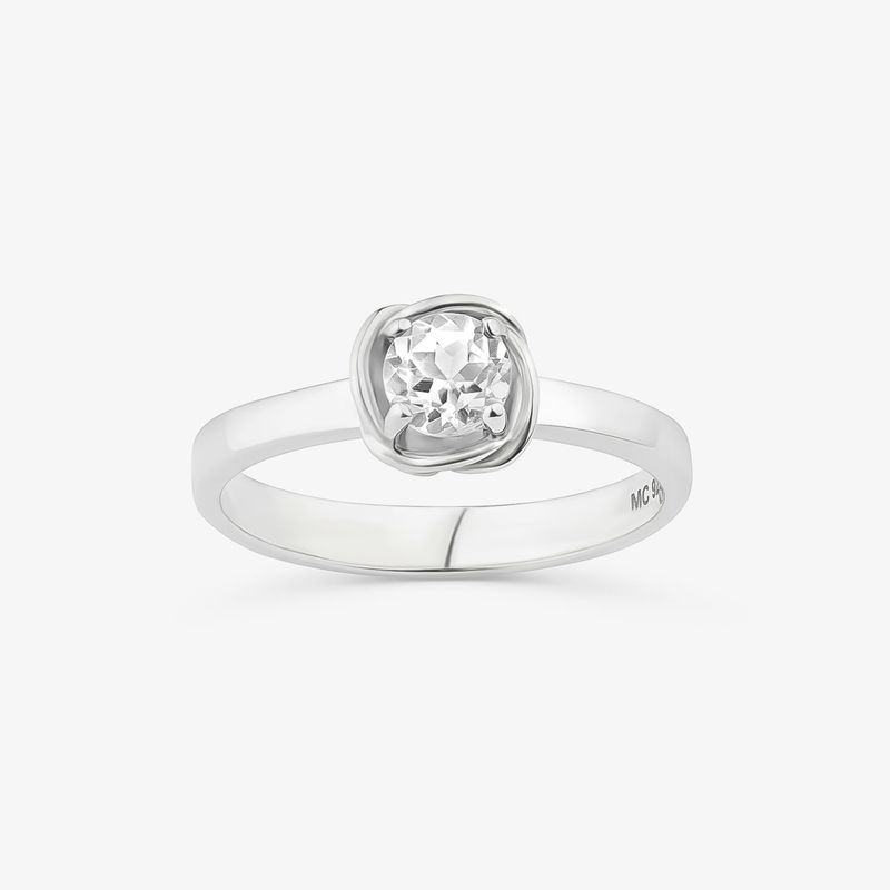 Anel Solitário com Topázio em Prata 925