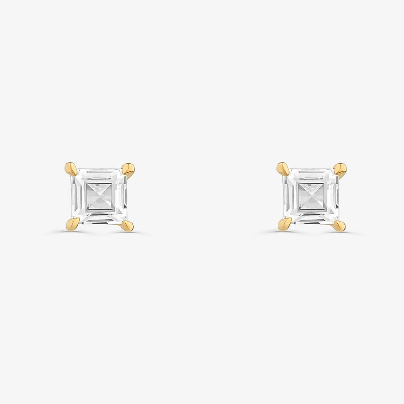 Brinco Solitário com Topázio em Prata 925 com Banho de Ouro Amarelo 18k