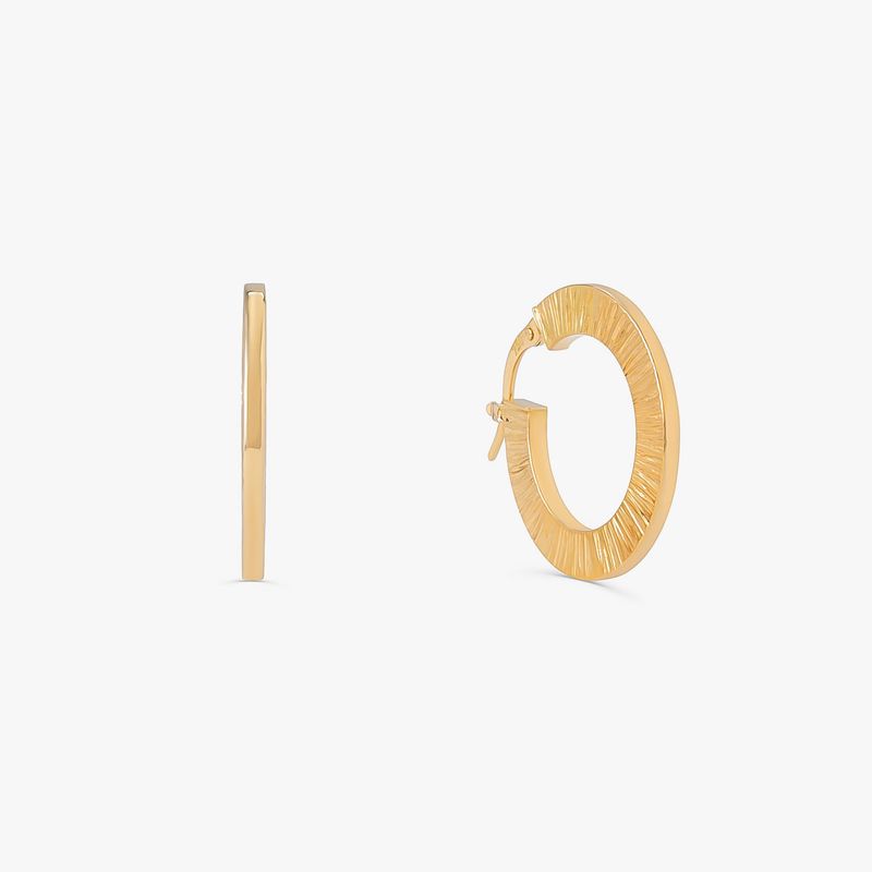 Brinco Argola Texturizada em Ouro Amarelo 18k - 15 mm