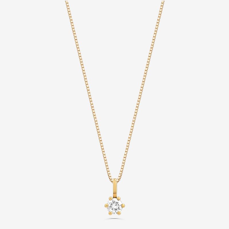 Pingente Solitário com 20 Pontos de Diamantes em Ouro Amarelo 18k