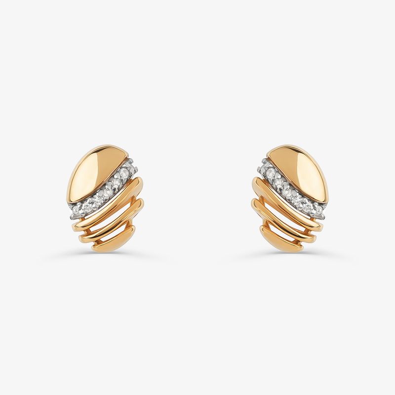 Brinco Stud com Diamantes em Ouro Amarelo 18k