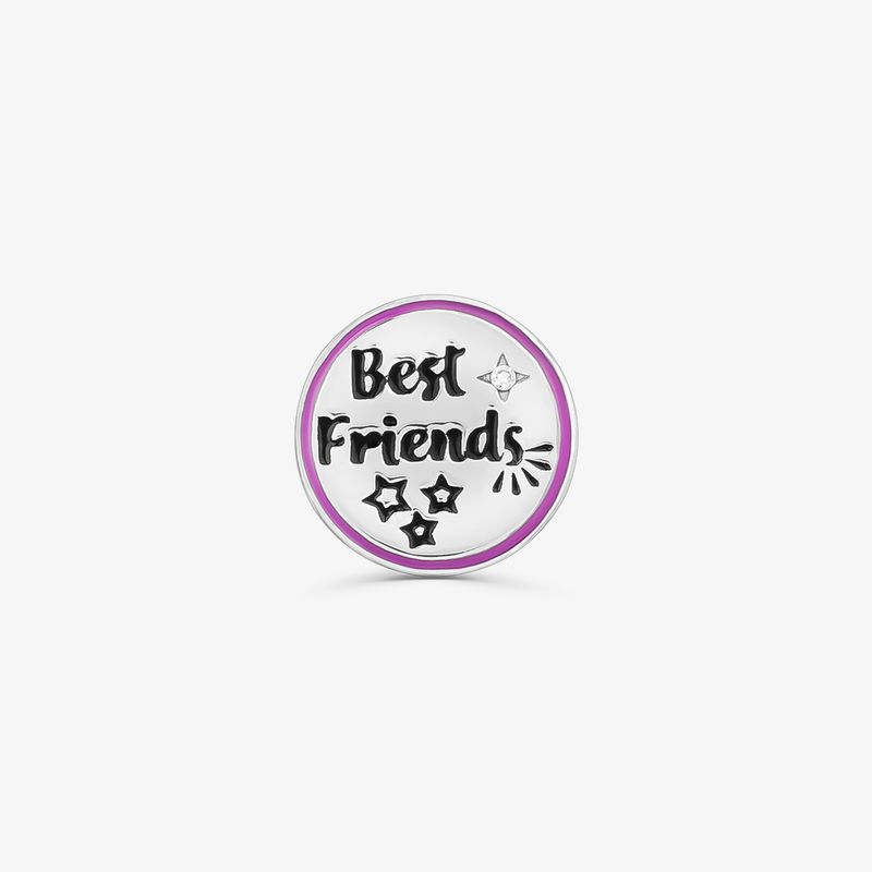 Charm Best Friends Forever Cravejado em Prata 925