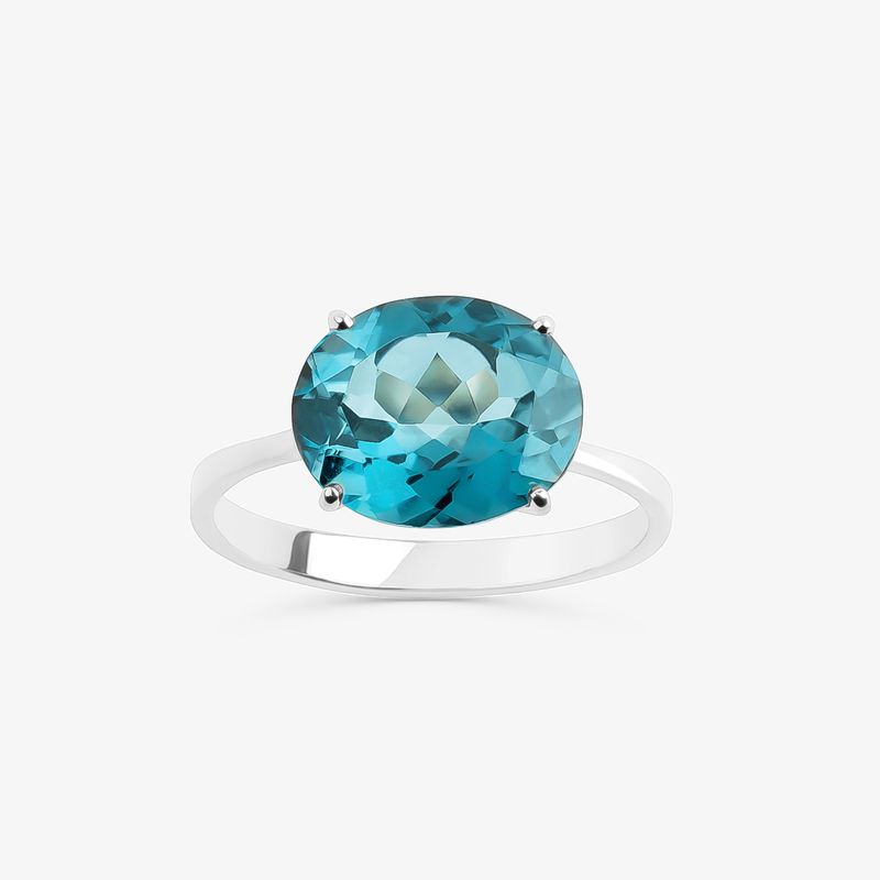 Maxi Anel com Topázio London em Ouro Branco 18K – 17