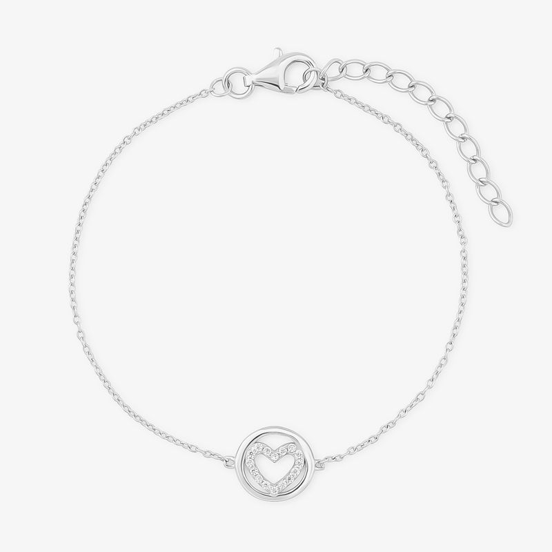 Pulseira Coração Cravejada em Prata 925