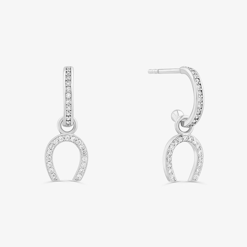 Argola Ferradura Cravejada em Prata 925