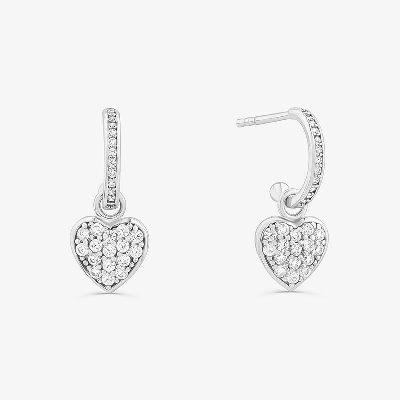 Argola Coração Cravejada em Prata 925