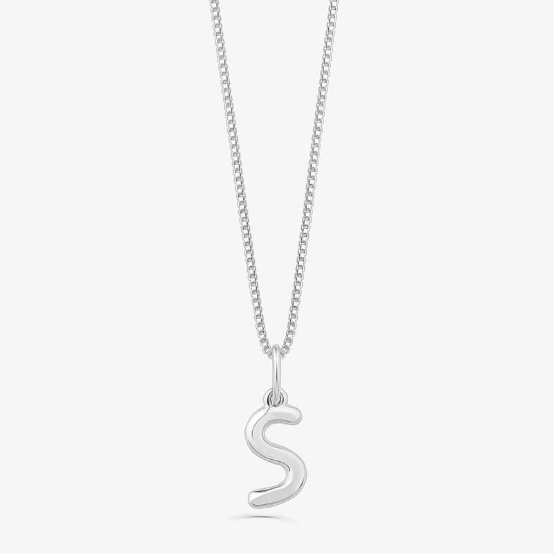 Pingente Letra S em Ouro Branco 18K