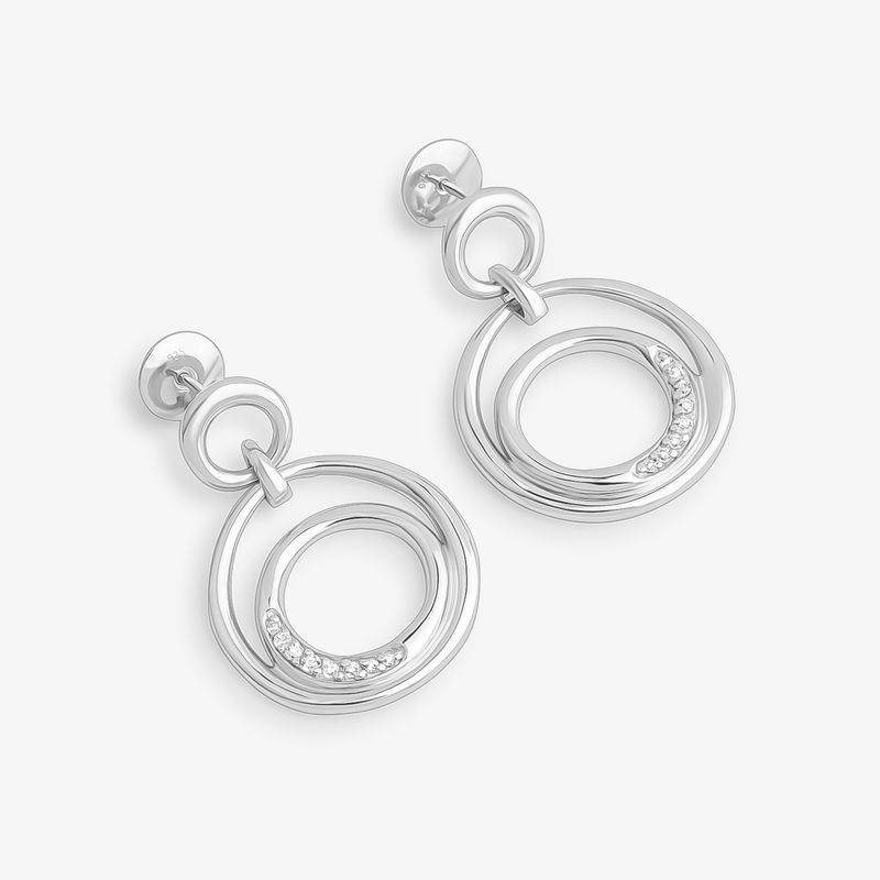 Brinco Círculos Orgânico com Topázio em Prata 925