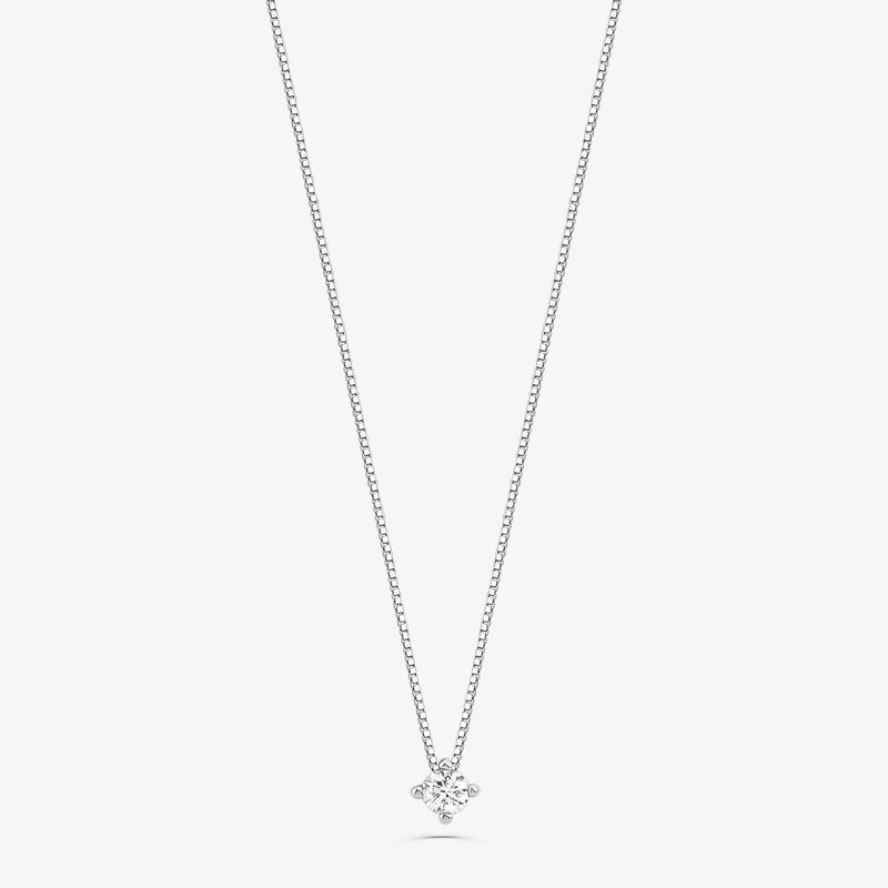 Colar Solitário com 19 Pontos de Diamantes em Ouro Branco 18k