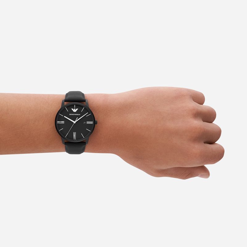 Relógio Emporio Armani com Pulseira de Couro Preto AR11573B1