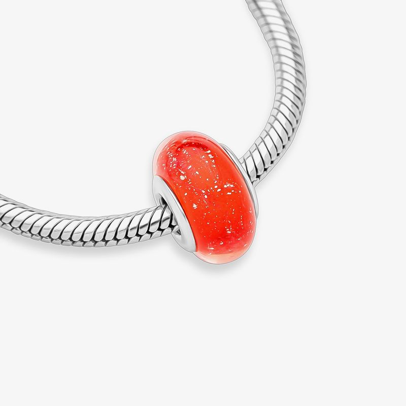 Charm Separador Vermelho Brilhoso em Prata 925