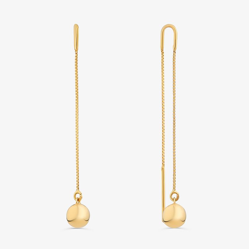 Brinco Longo com esfera em Ouro Amarelo 18k