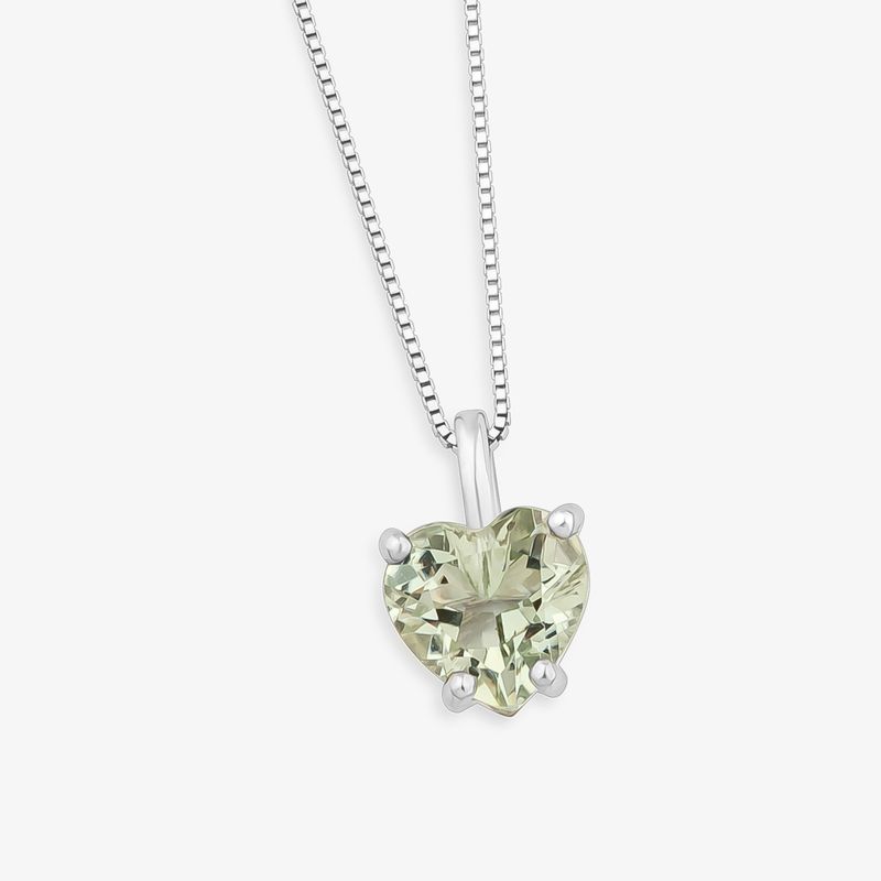 Pingente Coração Summer em Ouro Branco 18k com Prasiolita