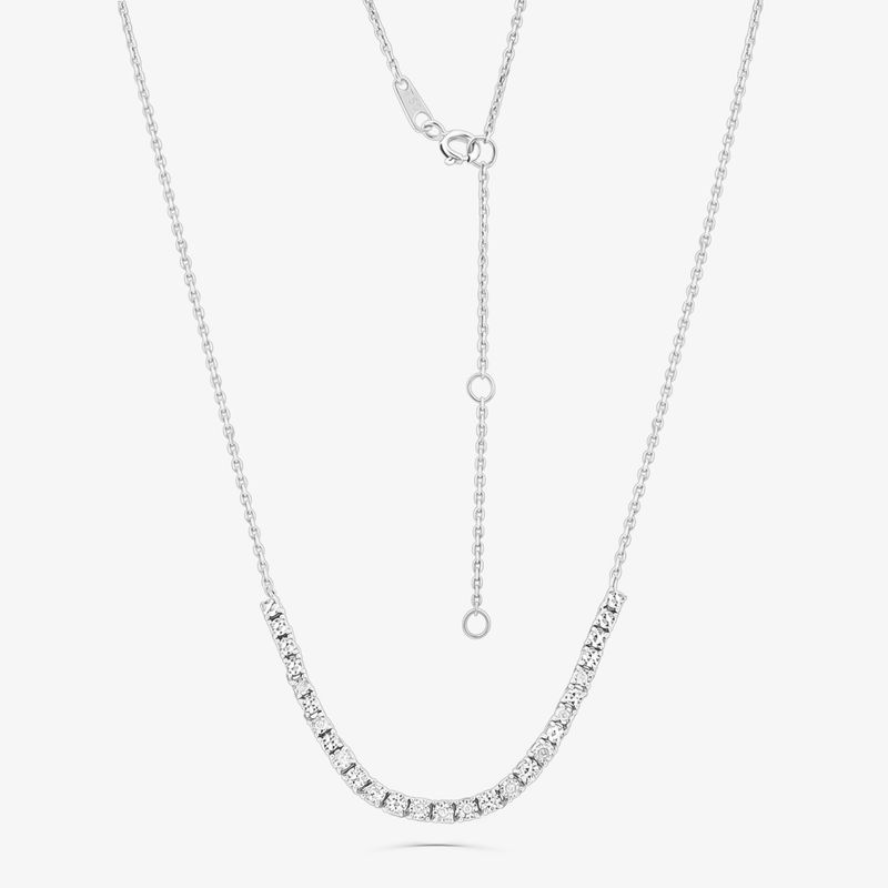 Colar Brilhar em Ouro Branco 18k com Diamantes - 45 cm