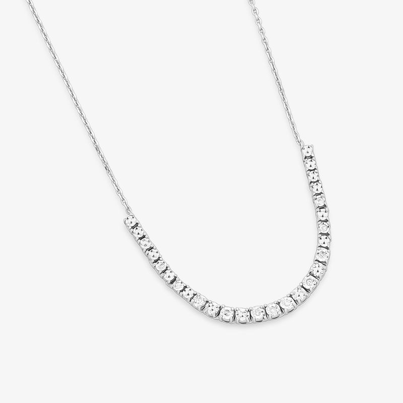 Colar Brilhar em Ouro Branco 18k com Diamantes - 45 cm