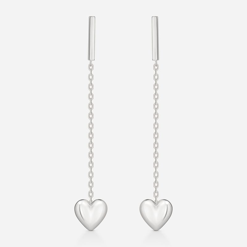 Brinco Coração em Ouro Branco 18k