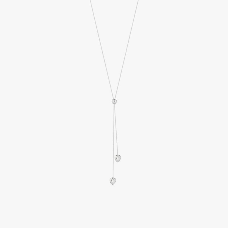 Colar Coração Bombê Vazado Amor, Amor em Ouro Branco 18K - 60 cm