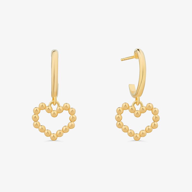 Argola Coração em Prata 925 com Banho de Ouro Amarelo 18K