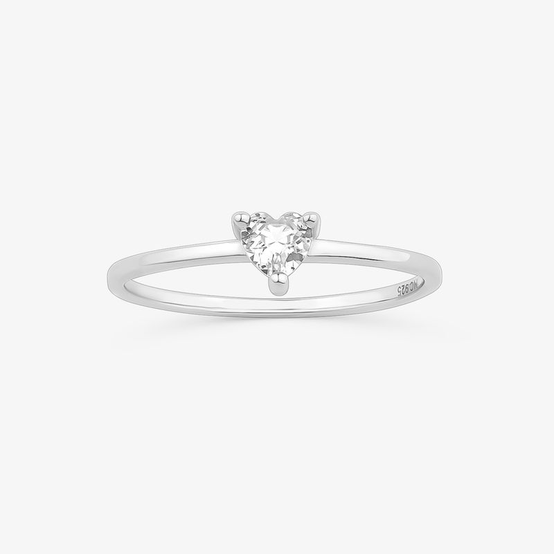 Anel Coração Cravejado em Prata 925