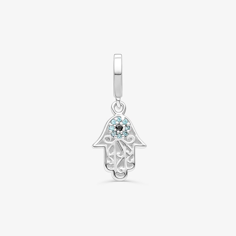 Charm Mão Hamsa Cravejado em Prata 925