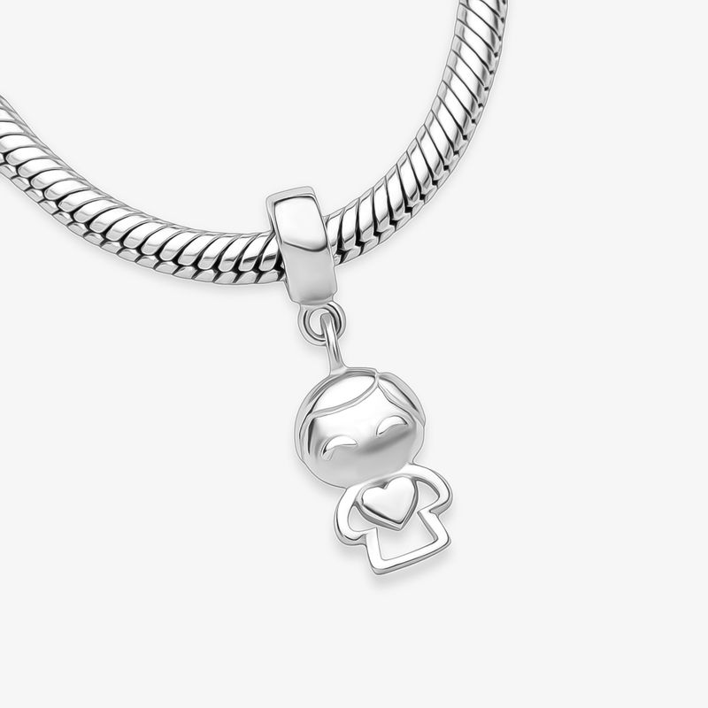 Charm Criança Coração em Prata 925