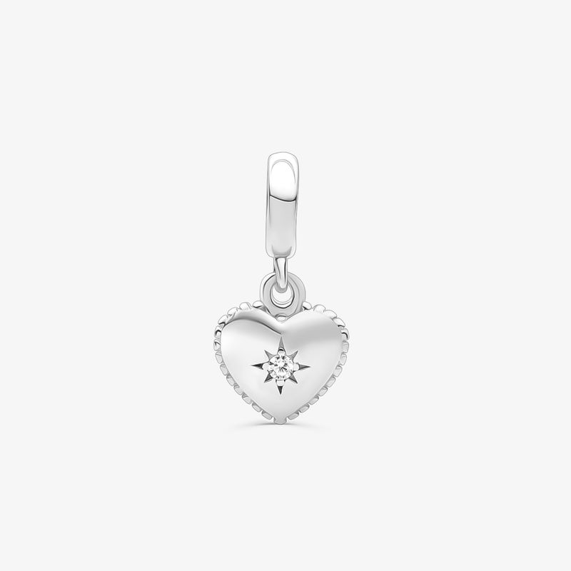 Charm Coração Cravejado em Prata 925