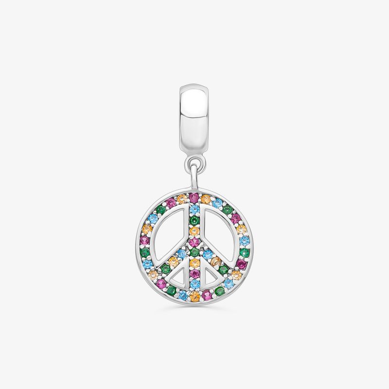 Charm Símbolo da Paz Cravejado em Prata 925