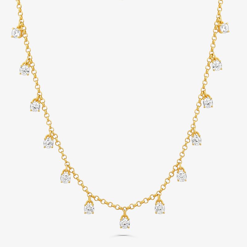 Colar Cravejado em Prata 925 com Banho de Ouro Amarelo 18k