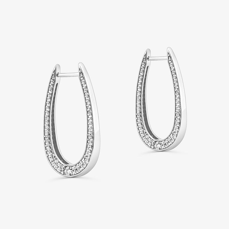 Brinco Argola Gota em Prata 925 com Safira